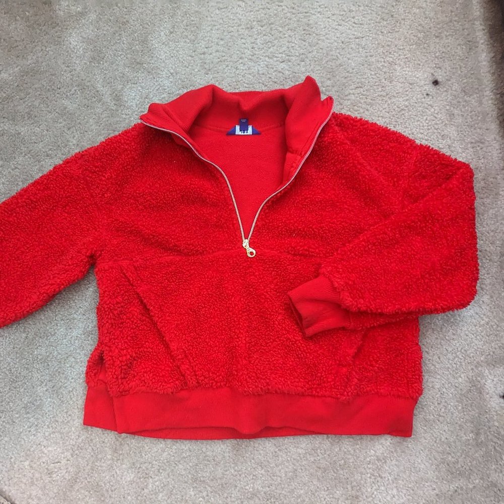 Joy Lab Cozy Fuzzy Red Half/Quarter Zip